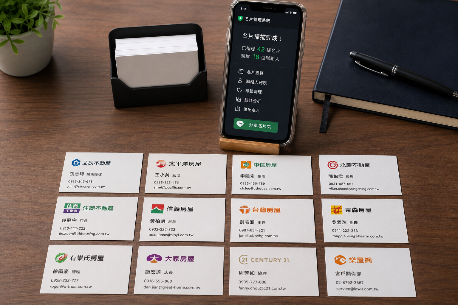 使用後：整齊的 AI 名片管理系統
